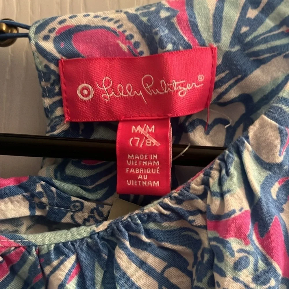Lilly Pulitzer Girl’s Blue and Pink Patterned Maxi Dress. Size M (7/8)